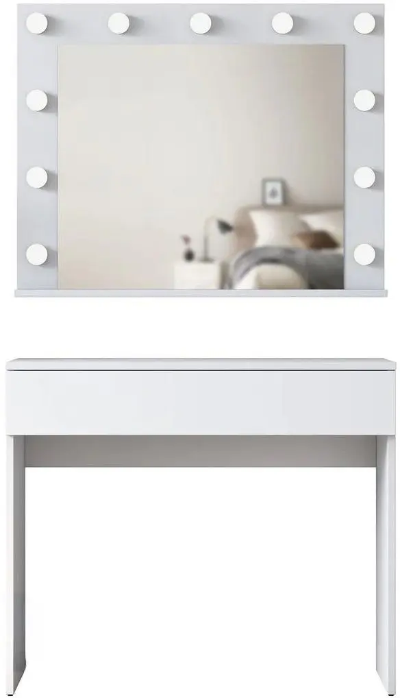 Masa de toaleta Mirage Meble BJ120 oglinda/becuri (White)