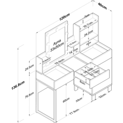 Masa de toaleta Mirage Meble BJ139 (White) Thumb