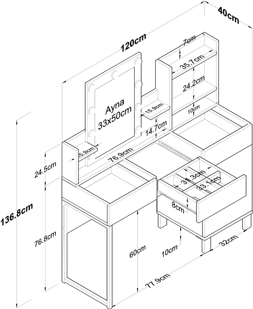 Masa de toaleta Mirage Meble BJ139 (White)