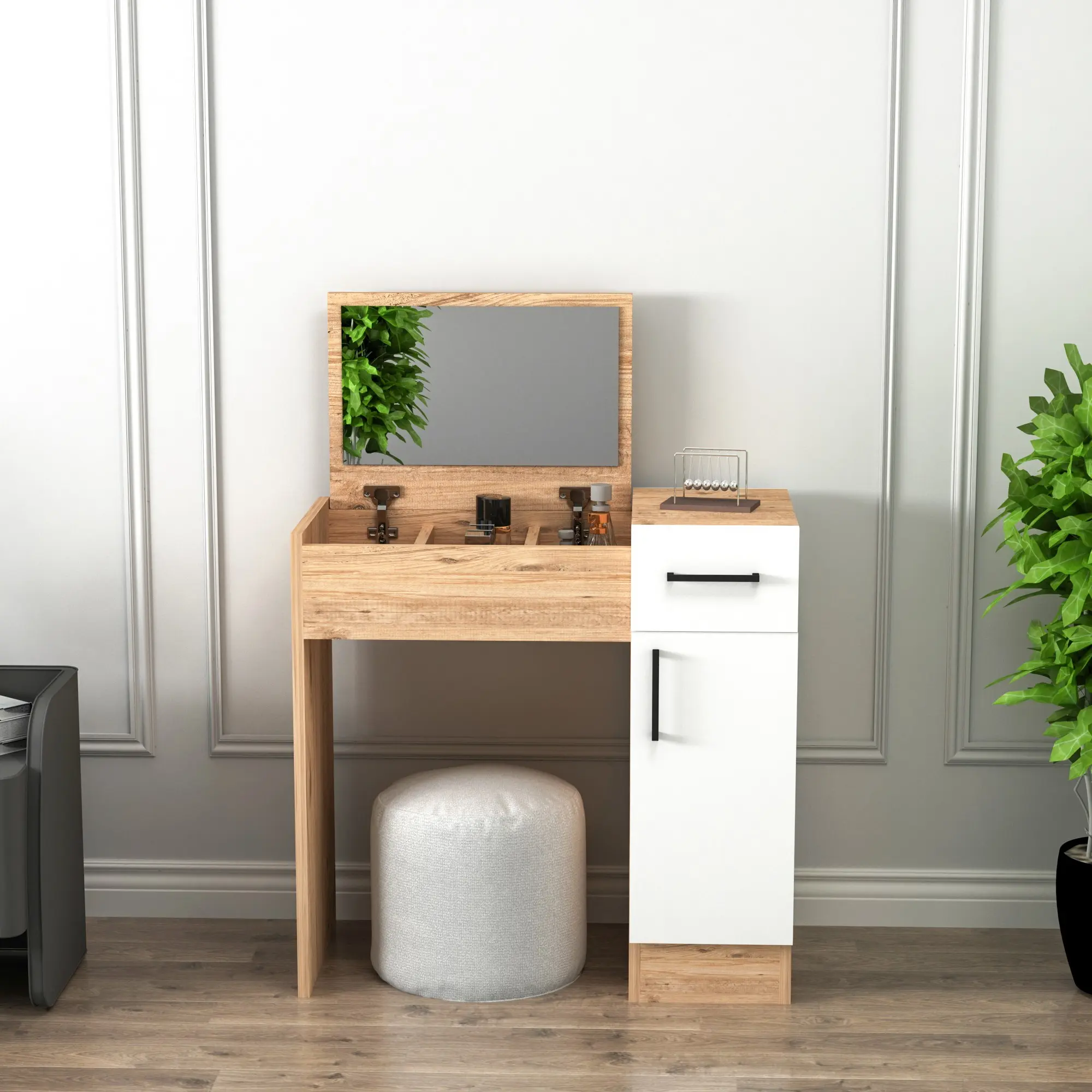 Masa de toaleta Mirage Meble Inci (Atlantic Pine/White)