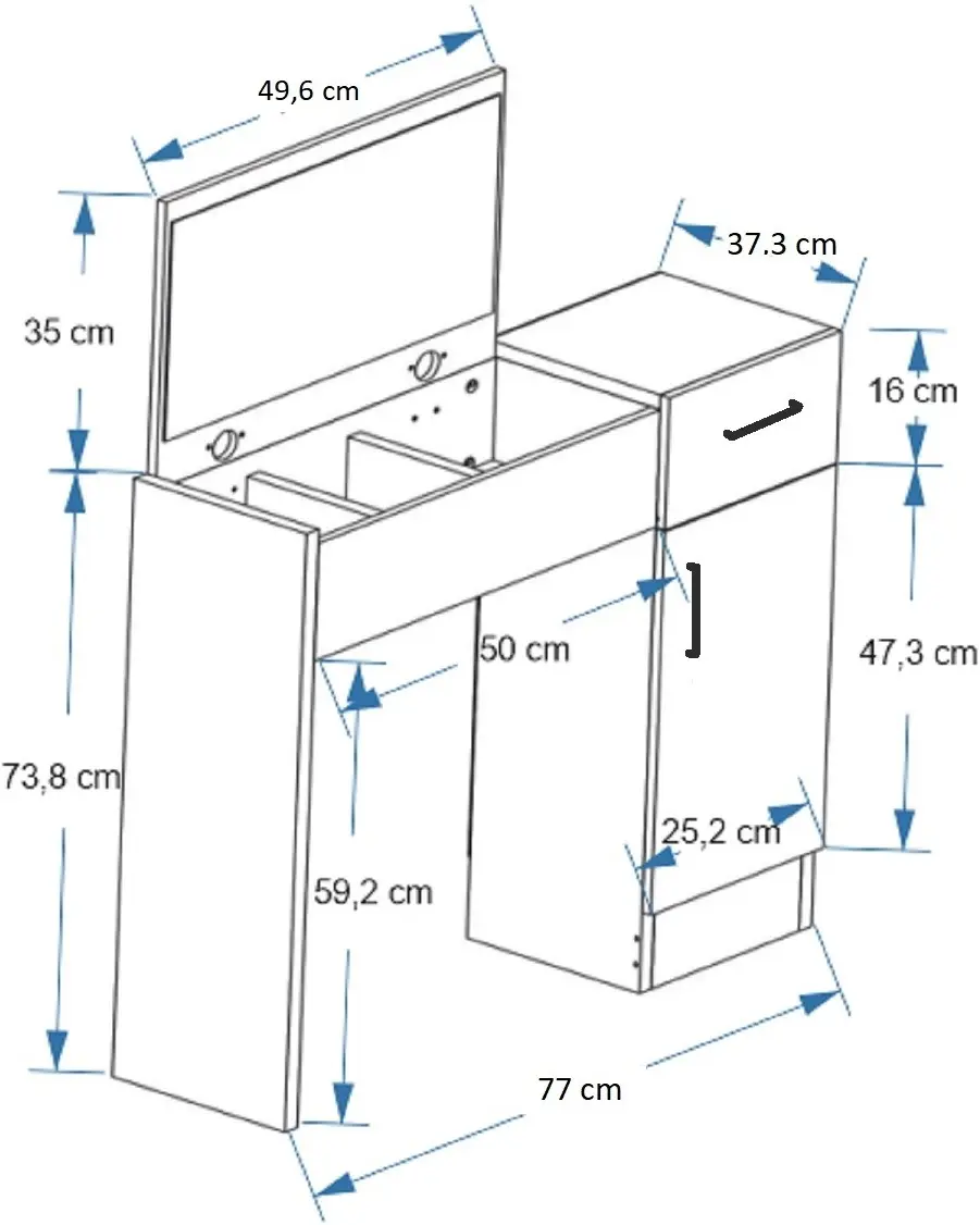Masa de toaleta Mirage Meble Inci (Atlantic Pine/White)