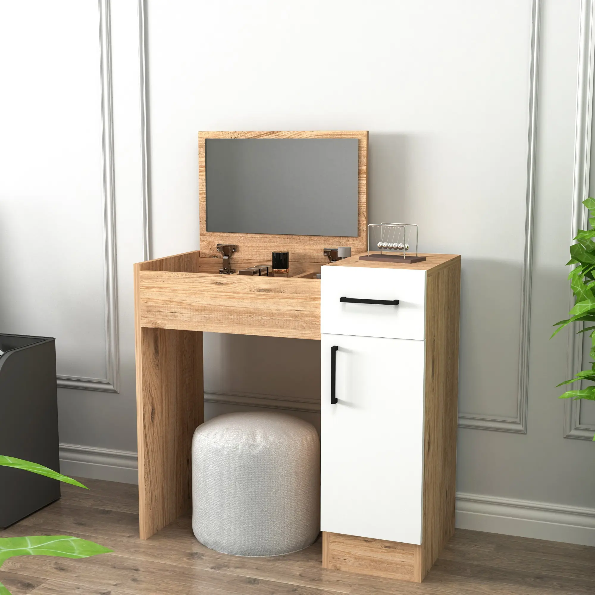 Masa de toaleta Mirage Meble Inci (Atlantic Pine/White)