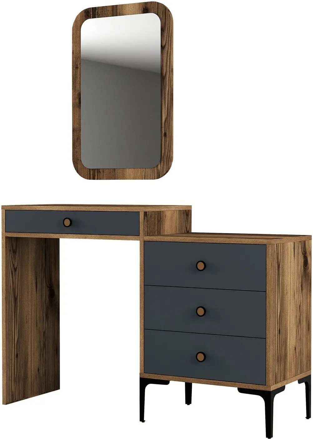 Masa de toaleta Mirage Meble Lizbon 543 (Anthracite/Walnut)