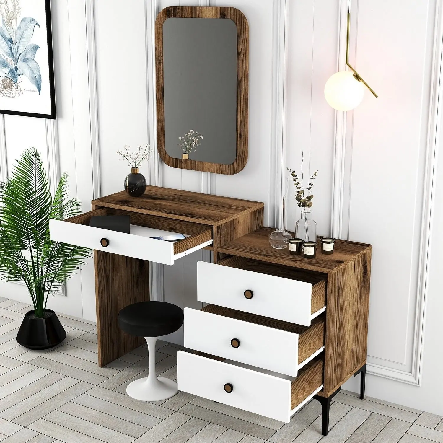 Masa de toaleta Mirage Meble Lizbon 544 (Walnut/White)