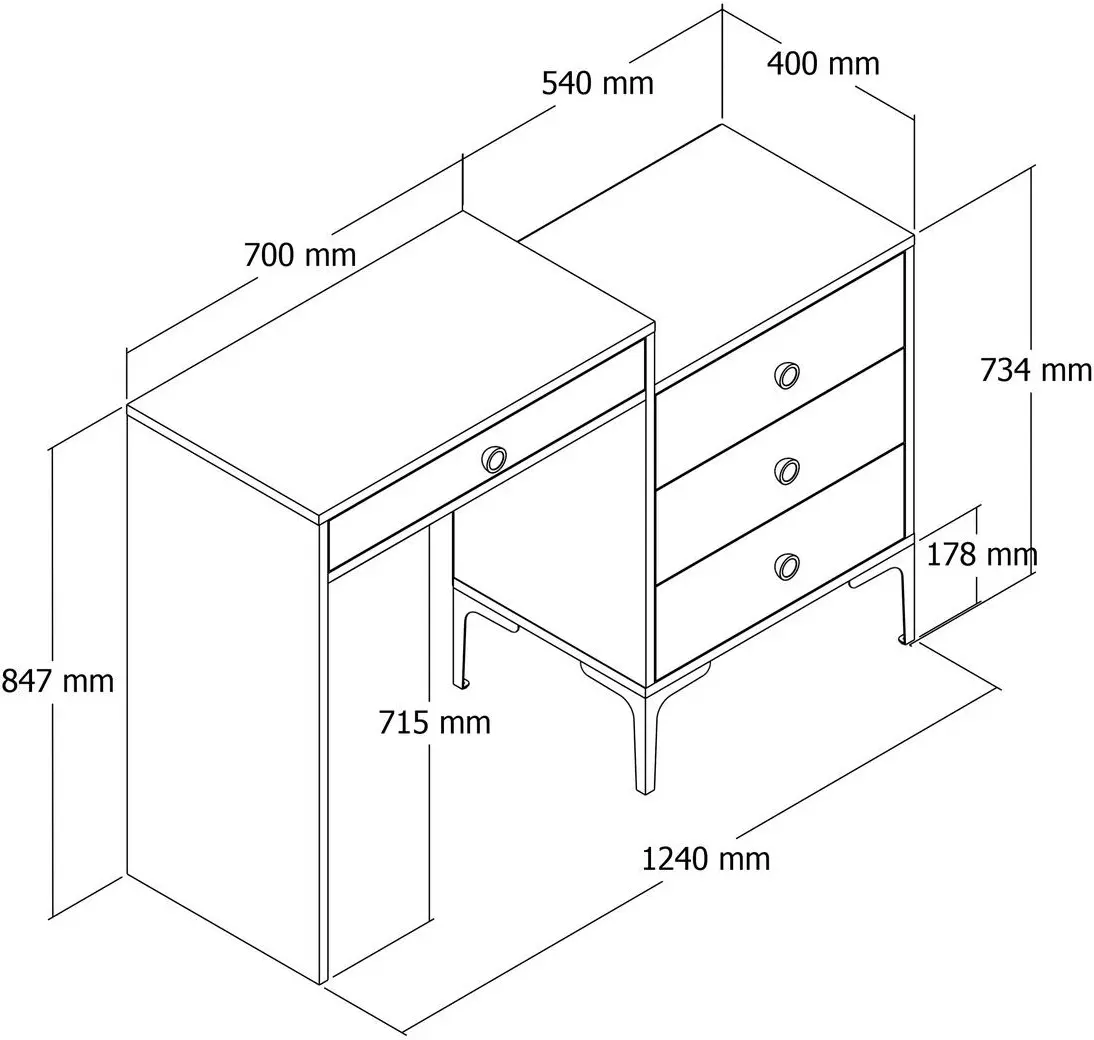 Masa de toaleta Mirage Meble Lizbon 550 (Anthracite/Walnut)