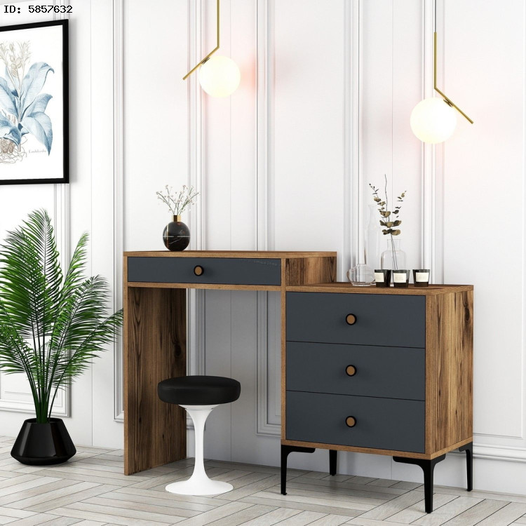 Masa de toaleta Mirage Meble Lizbon 550 (Anthracite/Walnut)