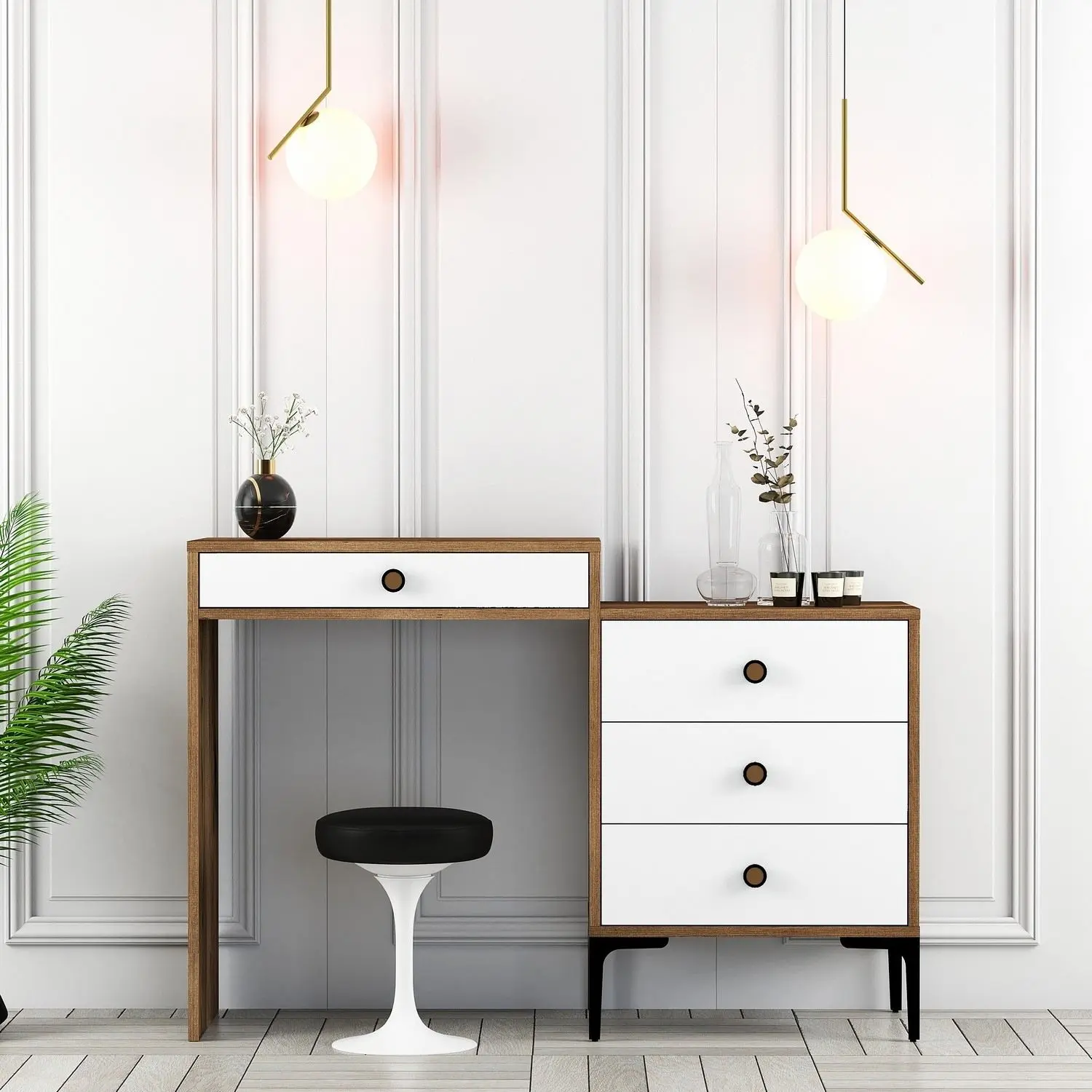 Masa de toaleta Mirage Meble Lizbon 551 (White/Walnut)