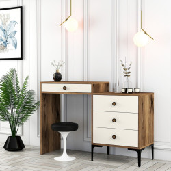 Masa de toaleta Mirage Meble Lizbon 554 (Cream/Walnut)