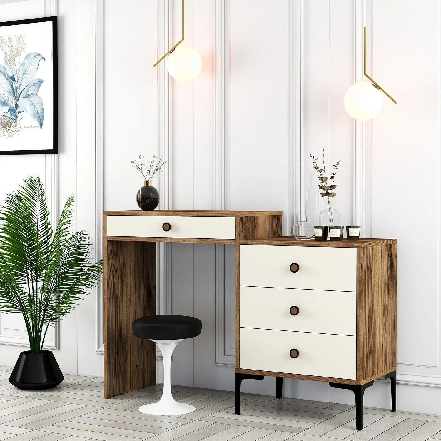 Туалетный столик Mirage Meble Lizbon 554 (Cream/Walnut)