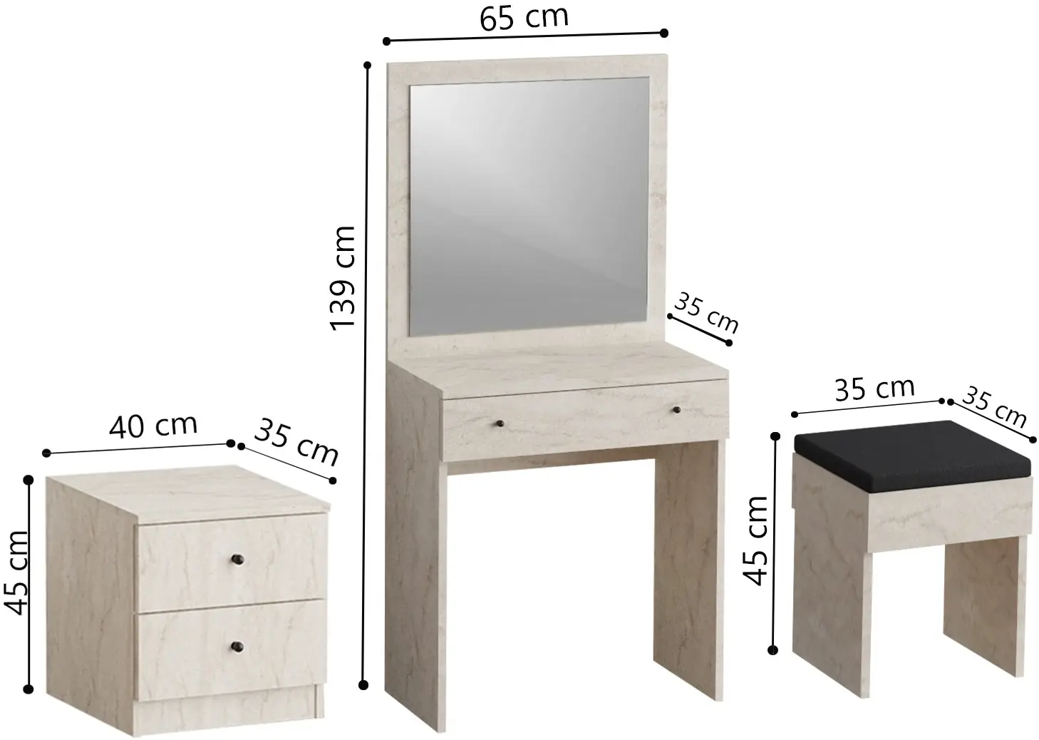 Masa de toaleta Mirage Meble Nice (Travertine)