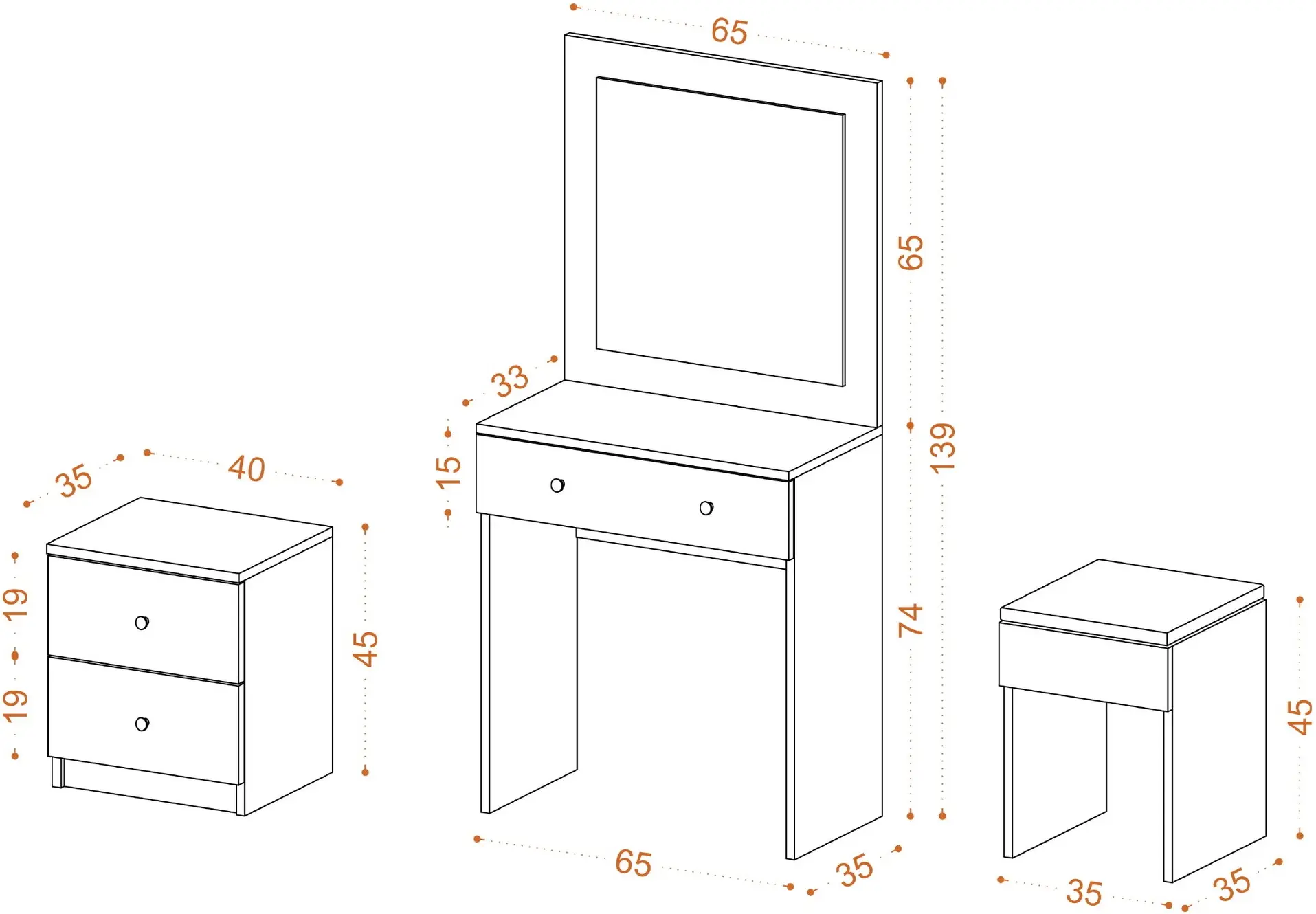 Туалетный столик Mirage Meble Nice (White)