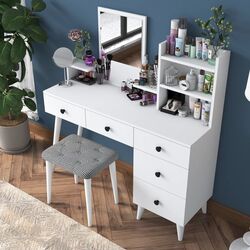 Туалетный столик + Табурет Mirage Meble BJ101 (White/Black) Thumb