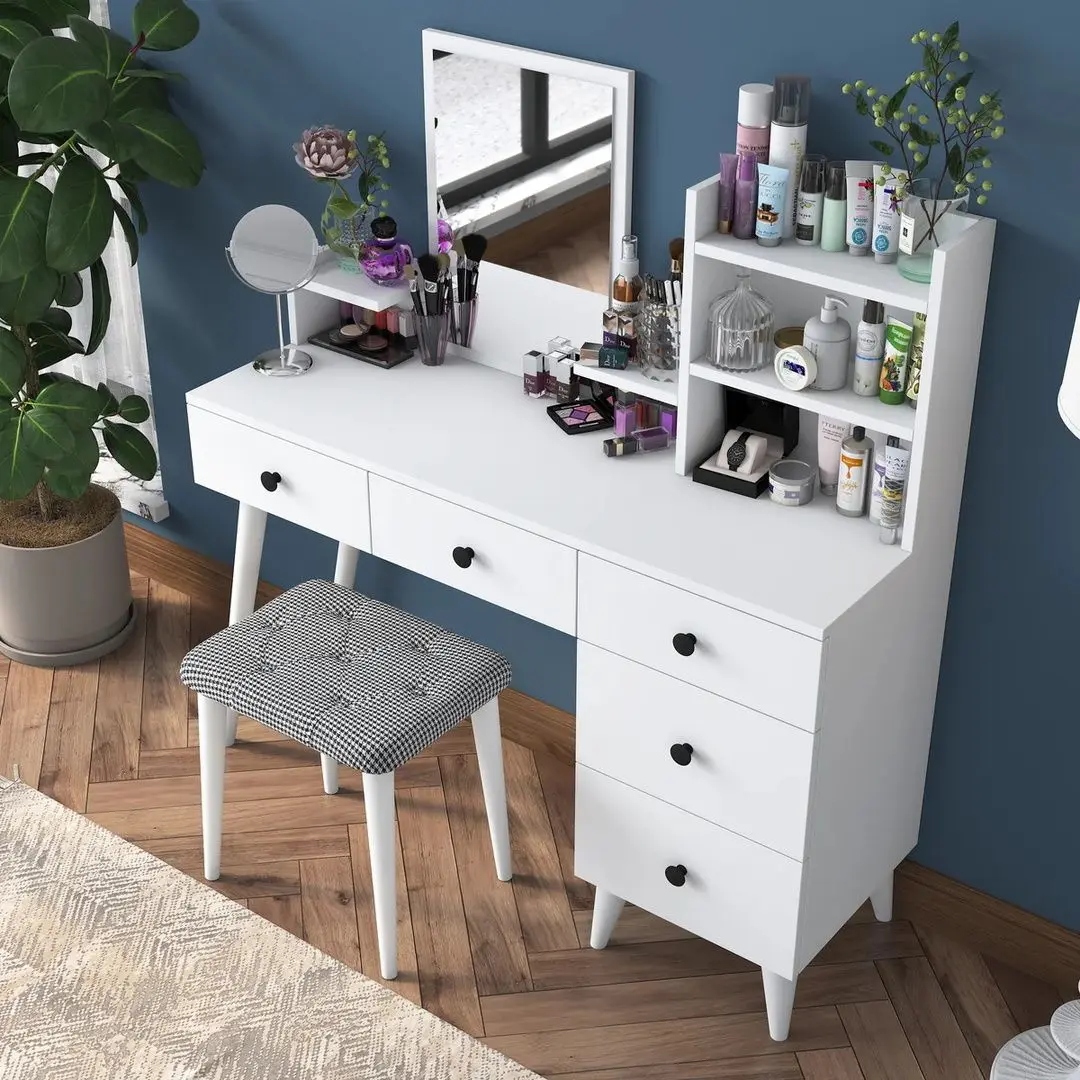 Туалетный столик + Табурет Mirage Meble BJ101 (White/Black)