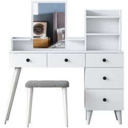 Туалетный столик + Табурет Mirage Meble BJ101 (White/Black) Thumb