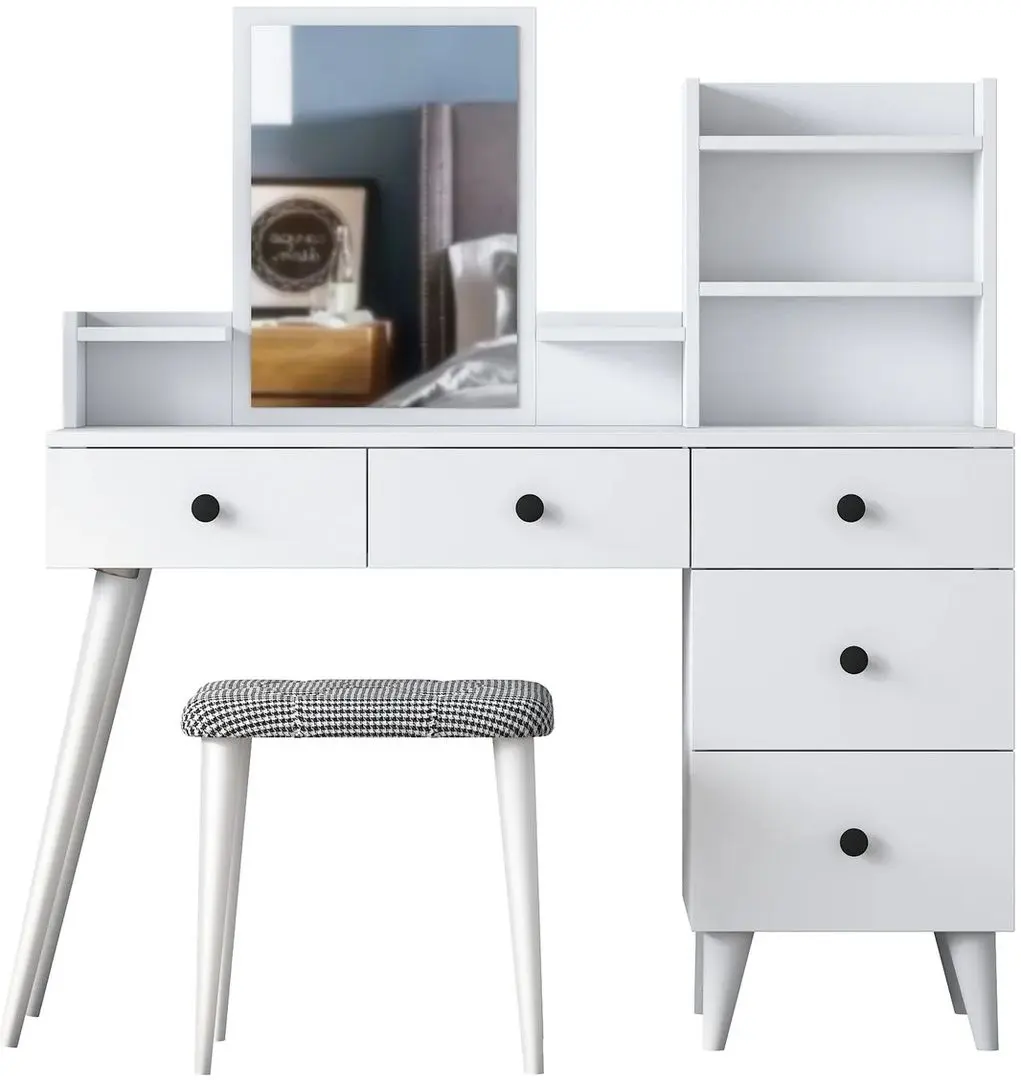 Туалетный столик + Табурет Mirage Meble BJ101 (White/Black)