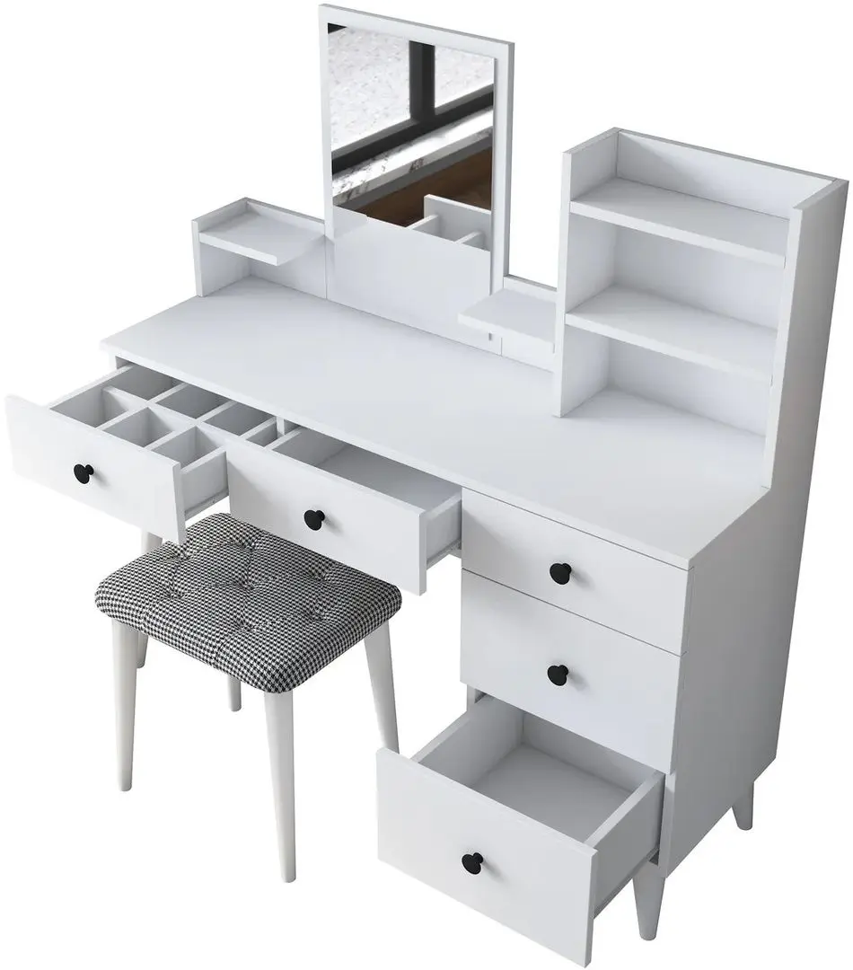 Туалетный столик + Табурет Mirage Meble BJ101 (White/Black)