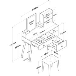 Туалетный столик + Табурет Mirage Meble BJ101 (White/Black) Thumb