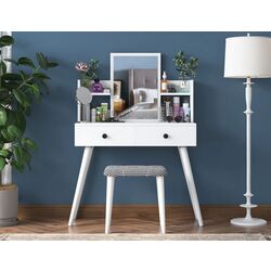 Туалетный столик + Табурет Mirage Meble BJ102 (White/Black)