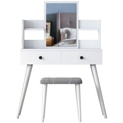 Masa de toaleta + Taburet Mirage Meble BJ102 (White/Black) Thumb