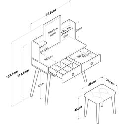 Masa de toaleta + Taburet Mirage Meble BJ102 (White/Black) Thumb