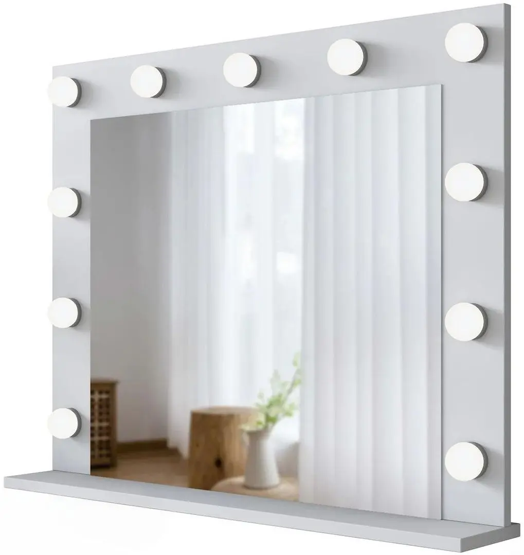 Туалетный столик + Табурет Mirage Meble BJ121 зеркало/лампочки (White/Black)