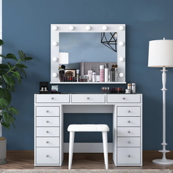 Masa de toaleta + Taburet Mirage Meble BJ156 (White)