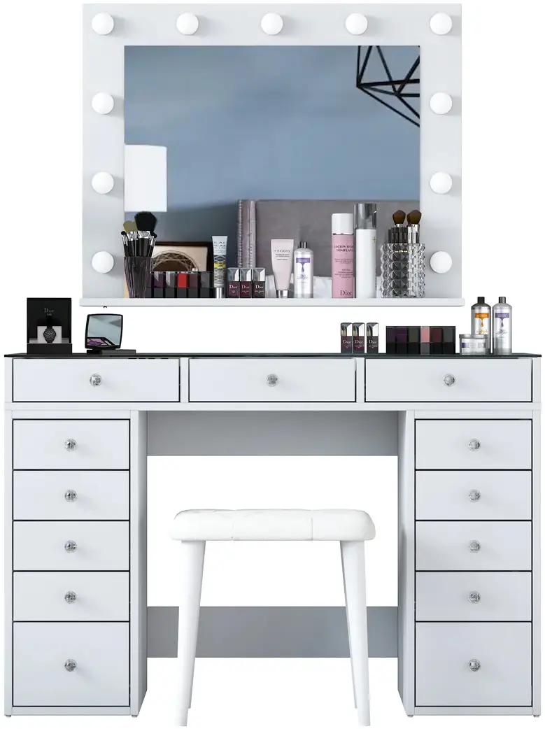 Туалетный столик + Табурет Mirage Meble BJ156 (White)