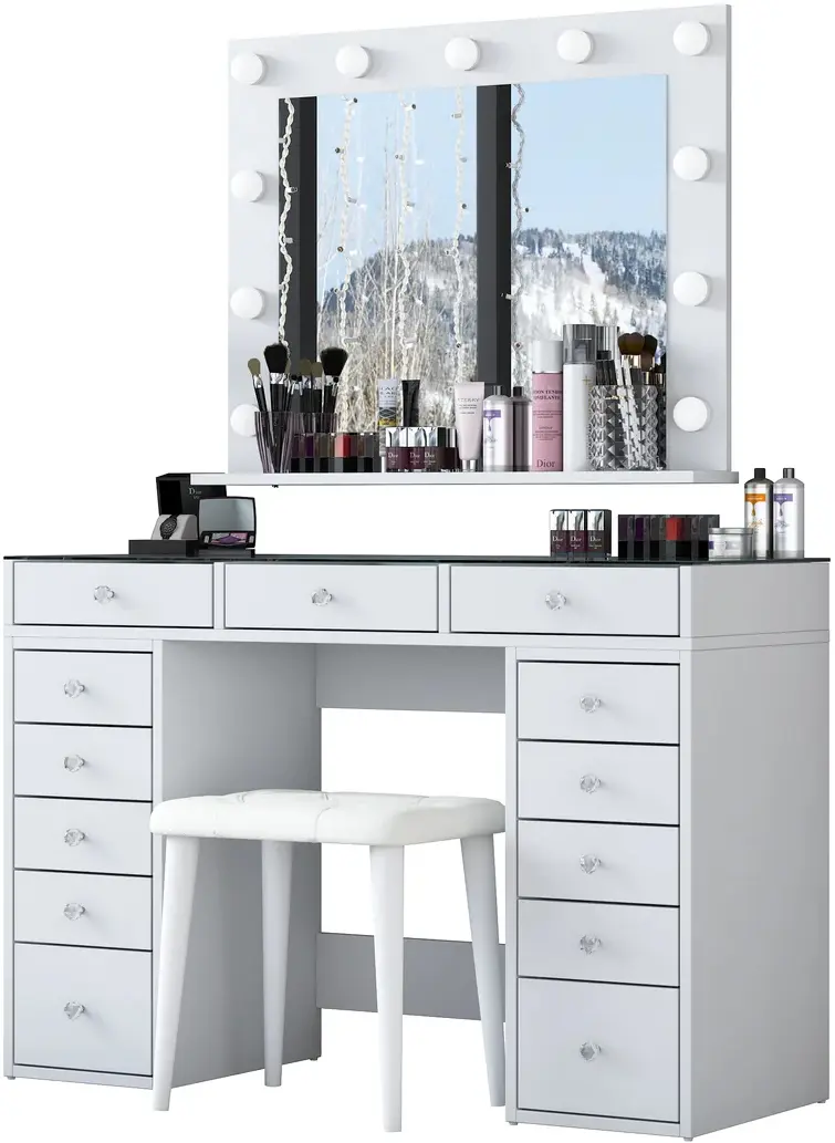 Туалетный столик + Табурет Mirage Meble BJ156 (White)