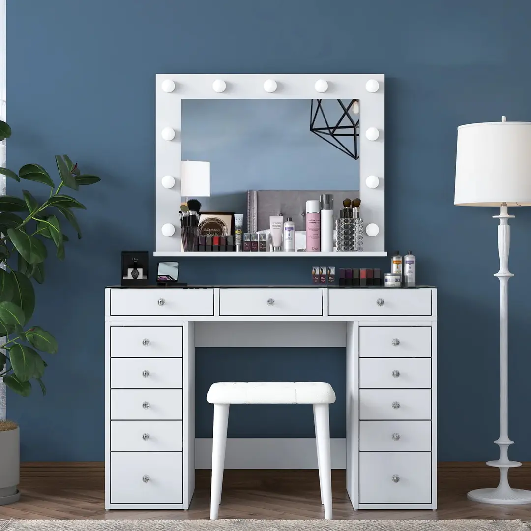 Туалетный столик + Табурет Mirage Meble BJ156 (White)