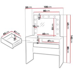 Masa de toaleta Mirjan24 Kiang/Fandyl LED (White) Thumb