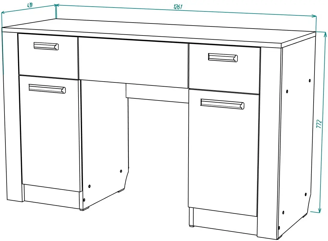 Masa de toaleta МЛ-Мебель Gamma №22 126.1cm (Craft Oak White/Gray) - 3