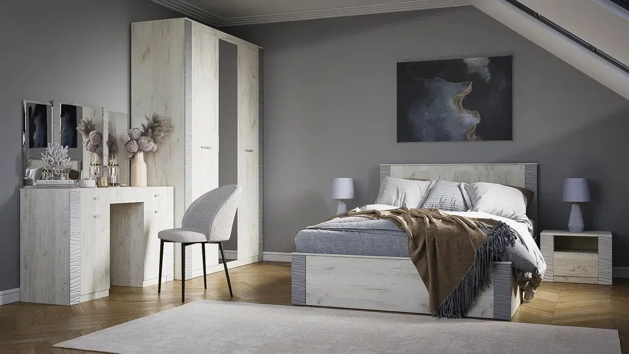 Masa de toaleta МЛ-Мебель Gamma №22 126.1cm (Craft Oak White/Gray) - 5