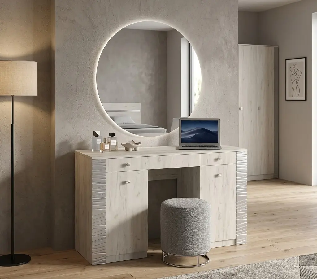 Masa de toaleta МЛ-Мебель Gamma №22 126.1cm (Craft Oak White/Gray)