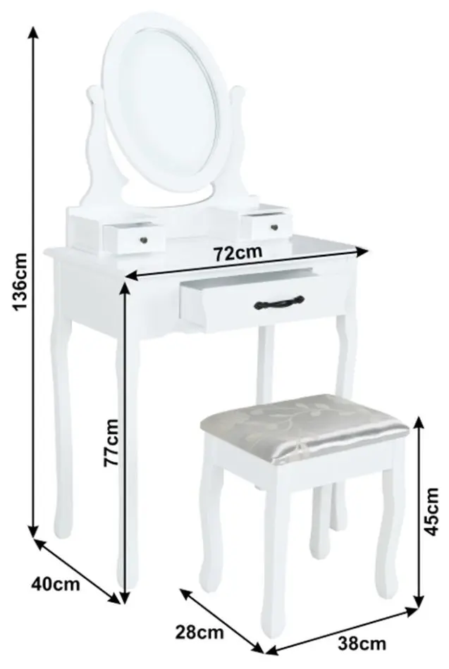 Masa de toaleta Mobhaus Linet New (White)