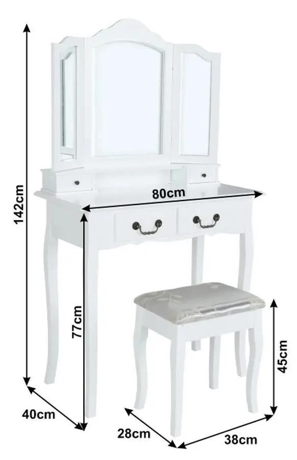 Masa de toaleta Mobhaus Regina New (White/Silver)