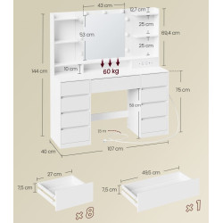 Туалетный столик Songmics Vasagle Kailyn RDT141WB02 Led (White) Thumb