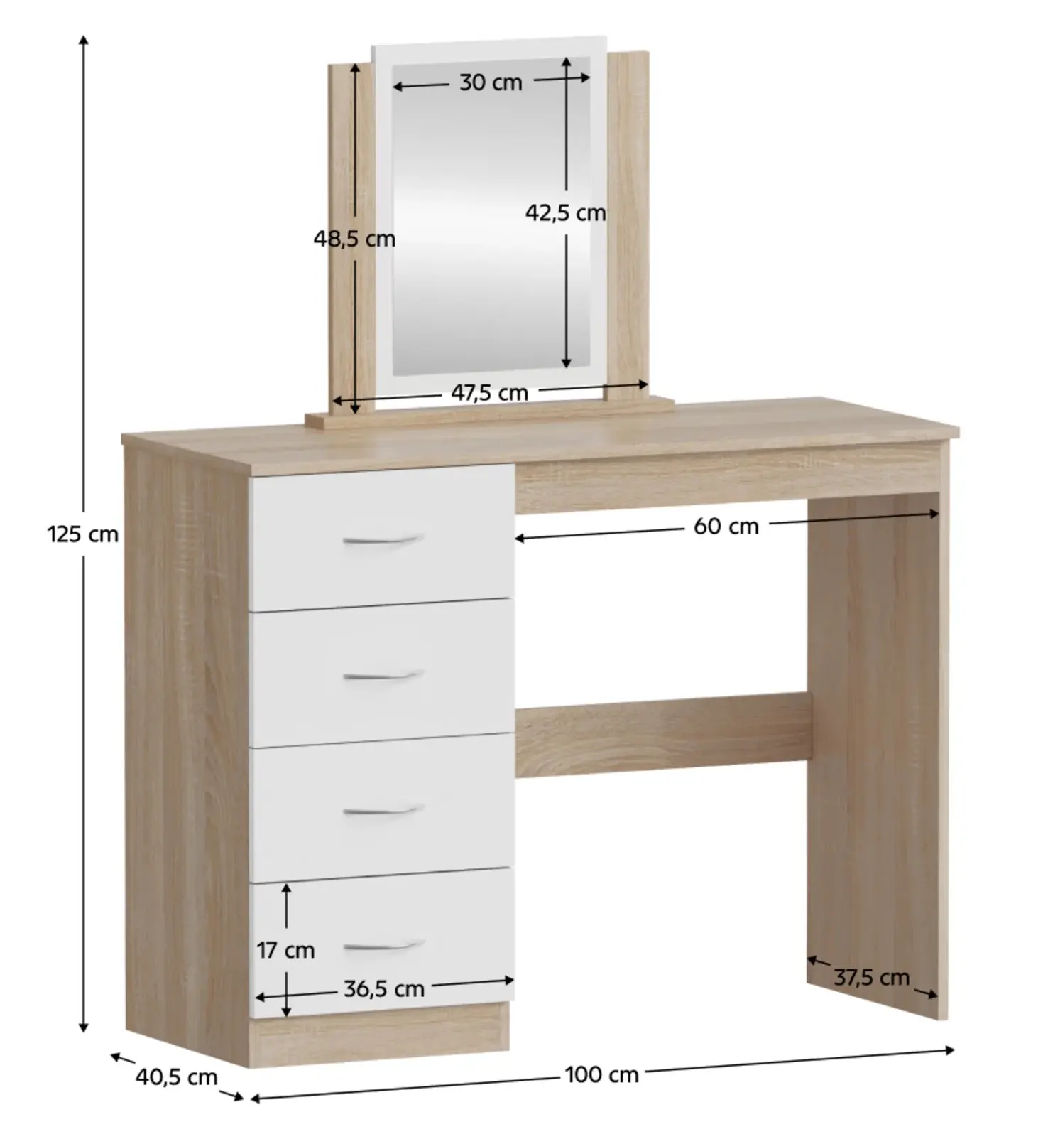 Туалетный столик Tempo Kondela Klevis (Sonoma Oak/White) - 8