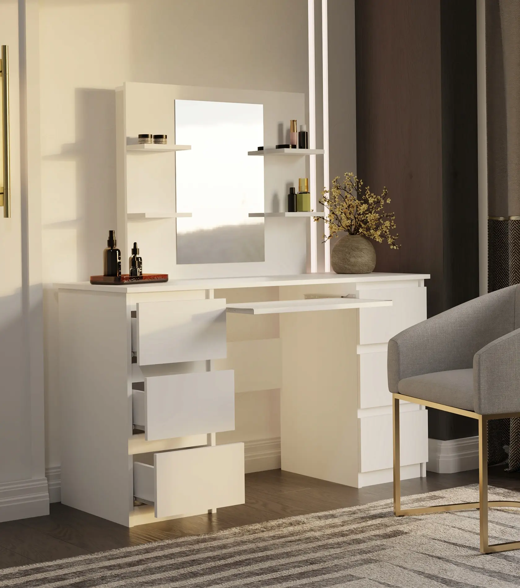 Туалетный столик TopEshop Marina 4P + Kuba (White) - 6