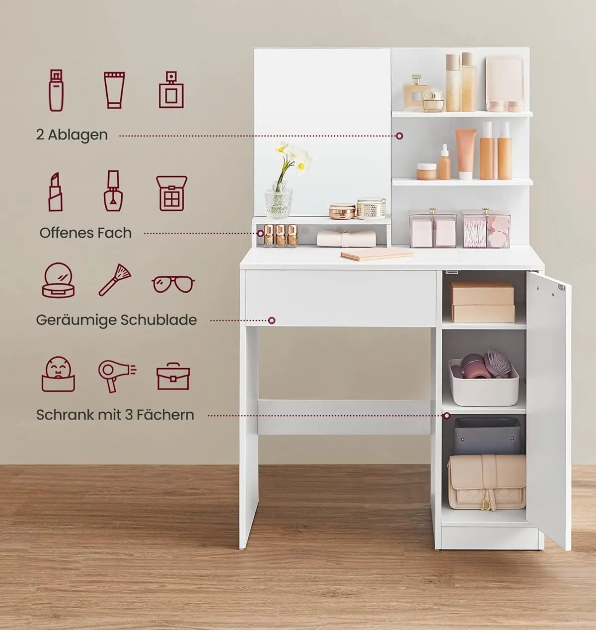 Masa de toaleta Vasagle RDT119W01 (White)