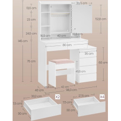 Masa de toaleta Vasagle RDT125W01 (White) Thumb