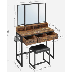 Masa de toaleta Vasagle RVT004B01 (Rustic Brown/Black) Thumb