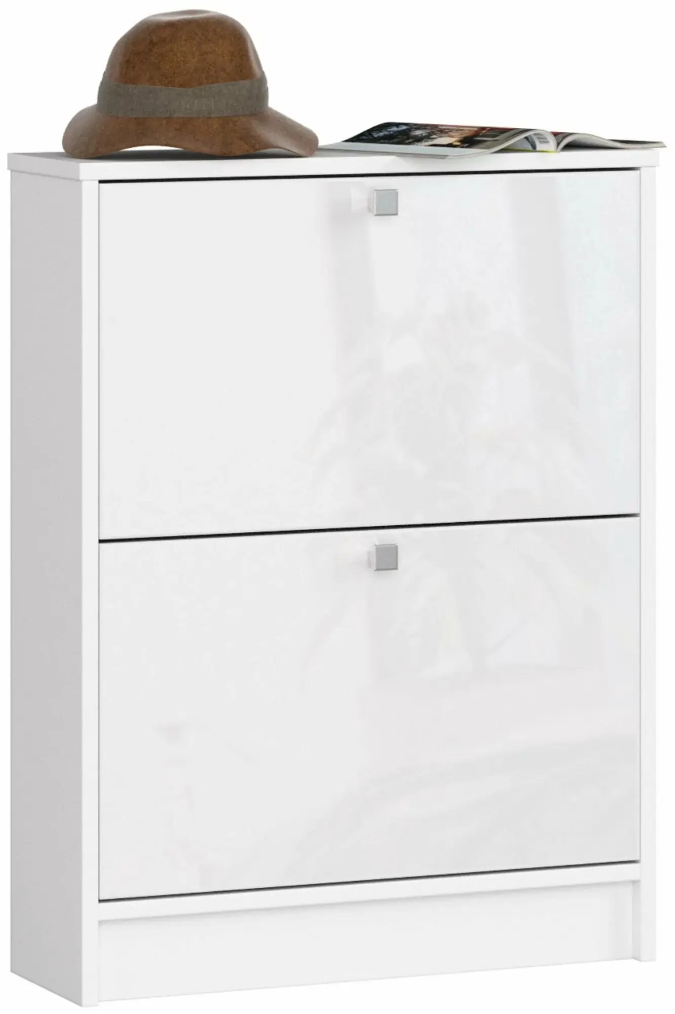 Tumba pentru incaltaminte Akord 60cm 2D (White/Glossy White)