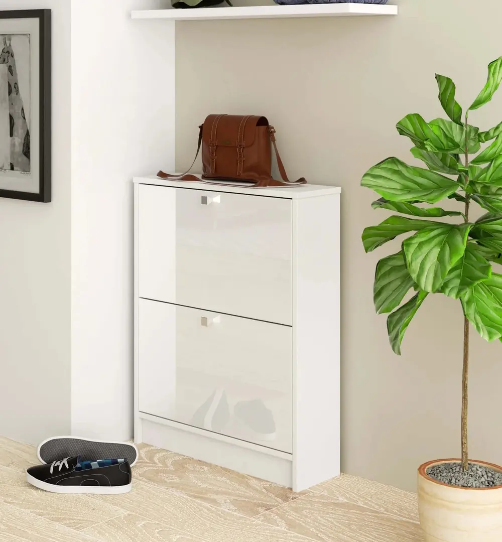 Tumba pentru incaltaminte Akord 60cm 2D (White/Glossy White)