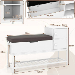 Банкетка для обуви Costway JV11520WH (White/Grey) Thumb