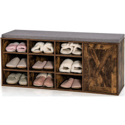 Bancheta-etajera pentru incaltaminte Costway JV10089BN (Brown/Grey) Thumb