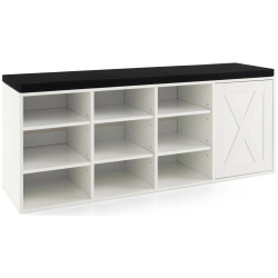 Bancheta-etajera pentru incaltaminte Costway JV10089WH (White) Thumb