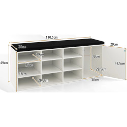 Bancheta-etajera pentru incaltaminte Costway JV10089WH (White) Thumb