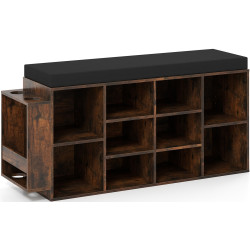 Bancheta-etajera pentru incaltaminte Costway JV13164CF (Rustic Brown/Black) Thumb
