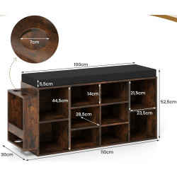 Bancheta-etajera pentru incaltaminte Costway JV13164CF (Rustic Brown/Black) Thumb