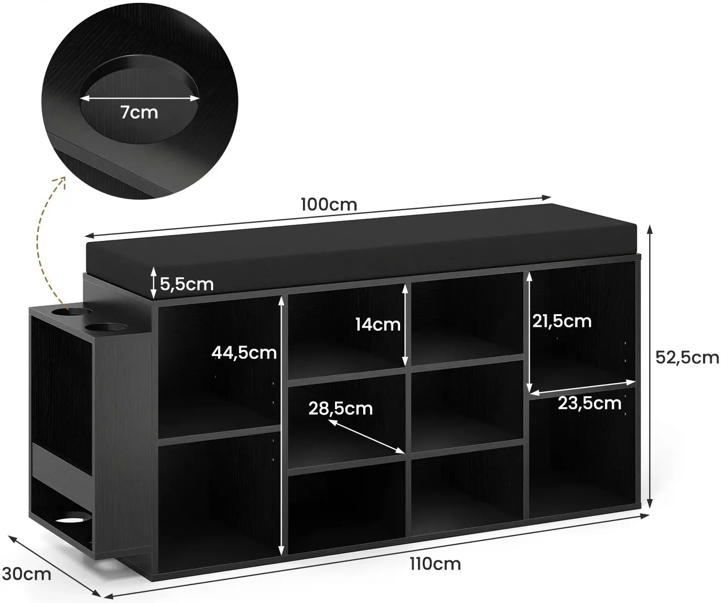 Bancheta-etajera pentru incaltaminte Costway JV13164DK (Black) - 3